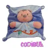 INFLUX doudou plat chat bleu hérisson brodé