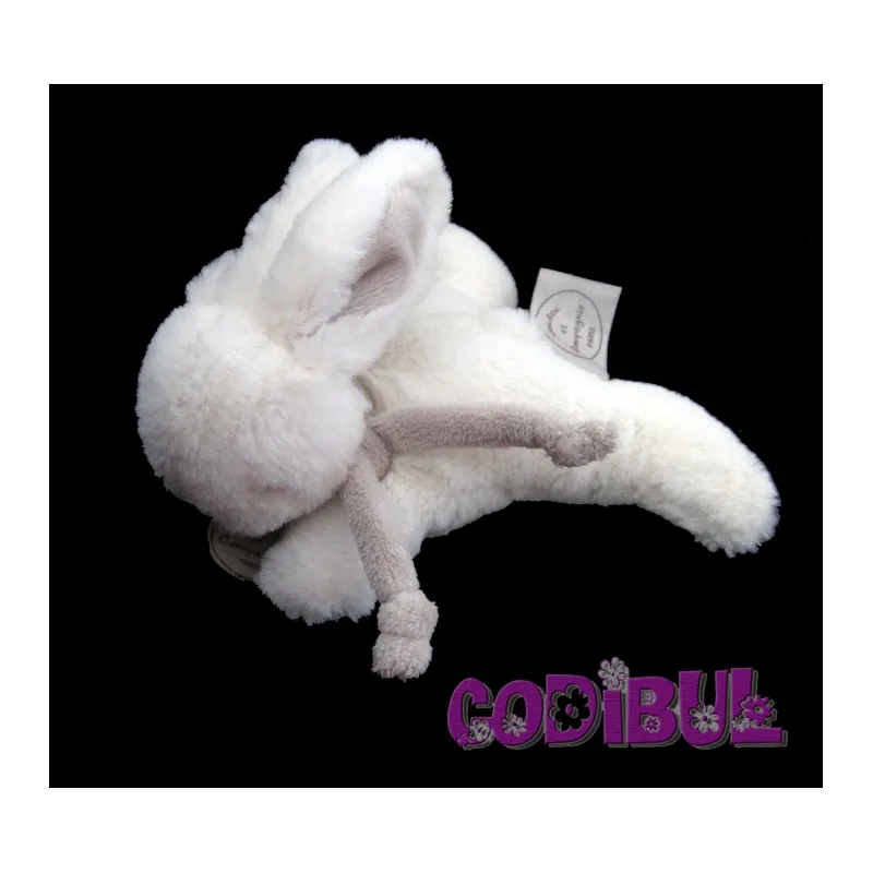DOUDOU ET COMPAGNIE lapin bonbon blanc et beige 15 cm