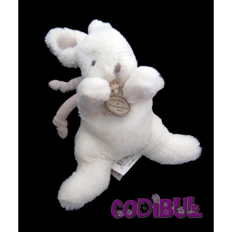 Doudou et compagnie - Lapin bonbon doudou mouchoir taupe blanc