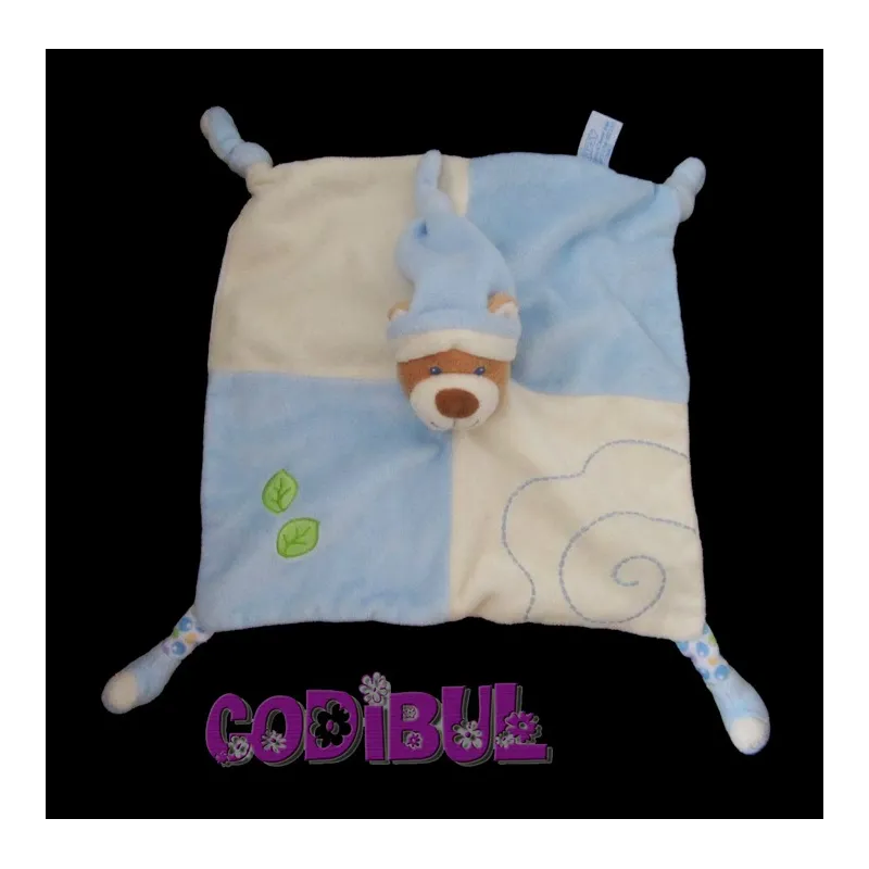 GISPSY doudou plat chien bleu bonnet feuilles
