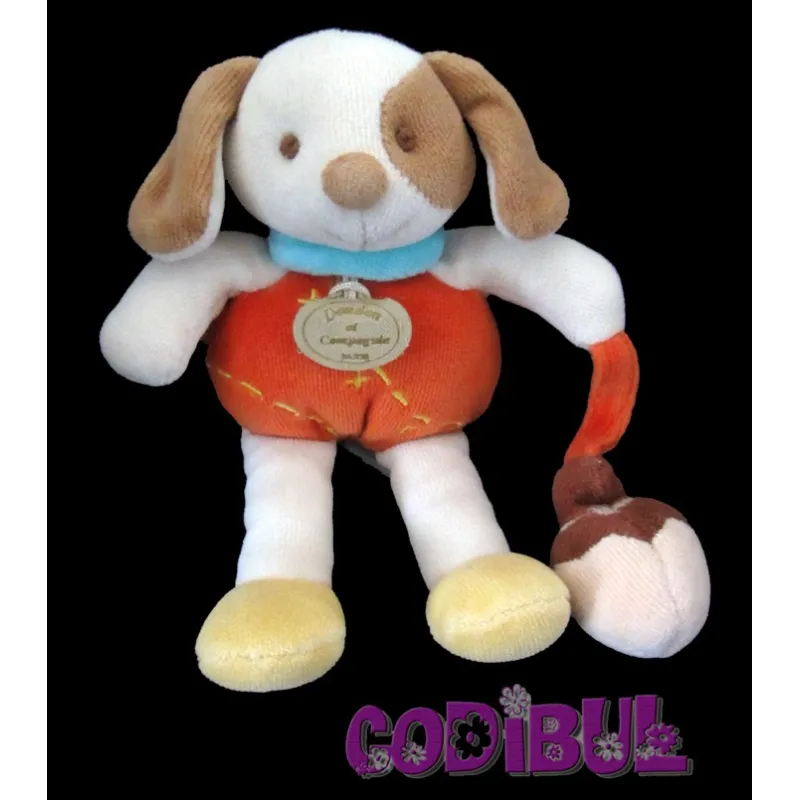DOUDOU ET COMPAGNIE doudou chien hector orange hochet