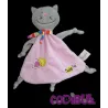 BABY NAT' doudou plat chat rose coeur écharpe