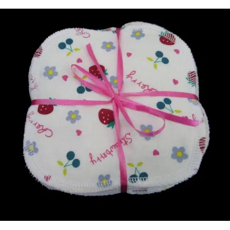 Lingettes lavables 11 cm strawberry * bambou et coton *