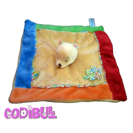 DISNEY NICOTOY Doudou plat winnie orange rouge bleu vert feuille