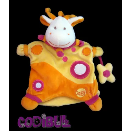 BABY NAT' doudou marionnette girafe orange rose fleur