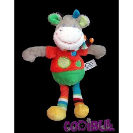 MOTS D'ENFANTS Doudou vache girafe multicolore écharpe