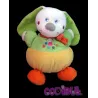 MOTS D'ENFANTS Doudou musical lapin jaune orange vert écharpe rayé