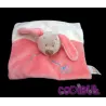 DOUKIDOU doudou plat chien rose beige papillon brodé