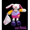 BABY NAT' doudou lapin mauve orange mouchoir coeurs