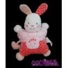 NICOTOY KIABI doudou semi plat lapin rose pois fleurs coeur