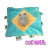 INFLUX doudou plat hippopotame gris bleu orange étiquettes
