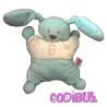 POMMETTE Doudou semi plat lapin bleu blanc ABC