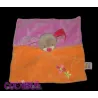 DOUKIDOU doudou plat lapin chien rose orange fleurs brodées