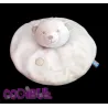 SUCRE D'ORGE Doudou plat ours blanc beige rond