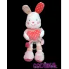 KIABI doudou lapin musical robe rose coeur pois