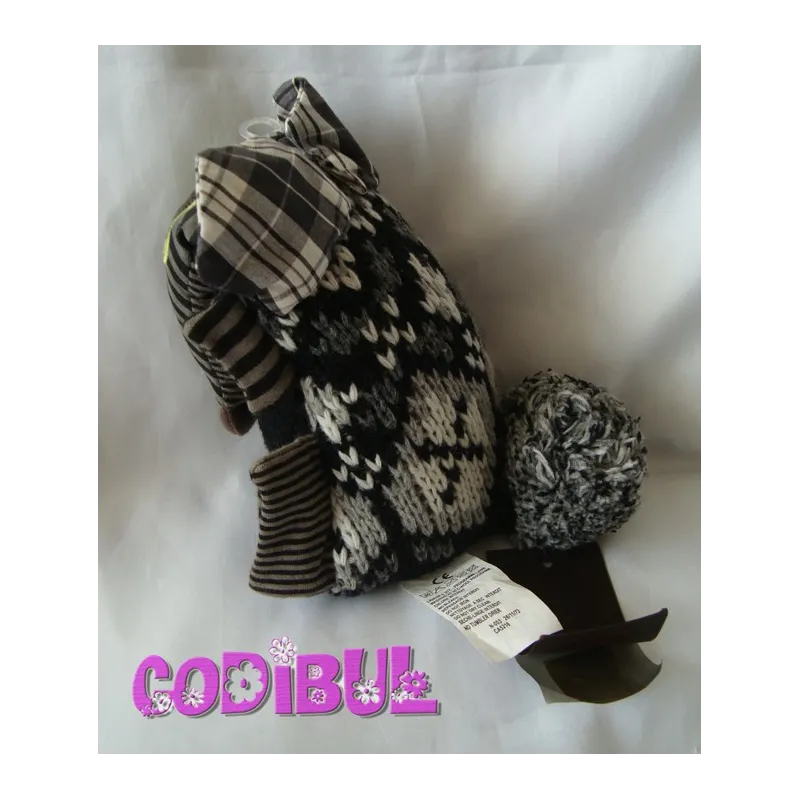 CATIMINI Doudou souris renard noir gris jaune pompon
