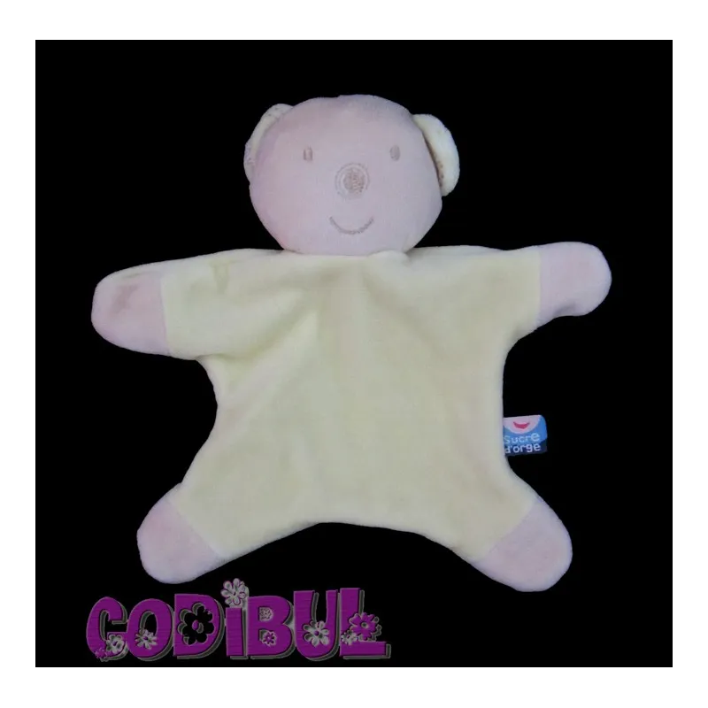 SUCRE D'ORGE Doudou plat ours koala vert