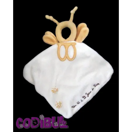 OBAIBI Doudou plat abeille jaune blanc Un été à St Jean de Luz