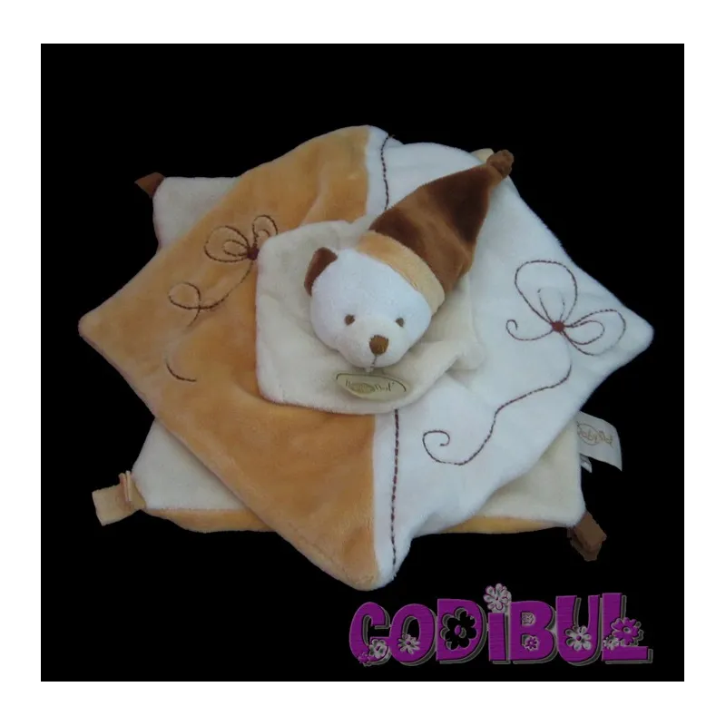 BABY NAT' doudou plat ours beige marron