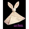 doudou plat lapin blanc beige rayé pois triangle