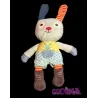 POMMETTE Doudou semi plat lapin bleu vert pois