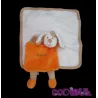 BABY NAT' doudou plat carré beige chien orange