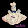 PICOT doudou plat lapin bleu rayé rose