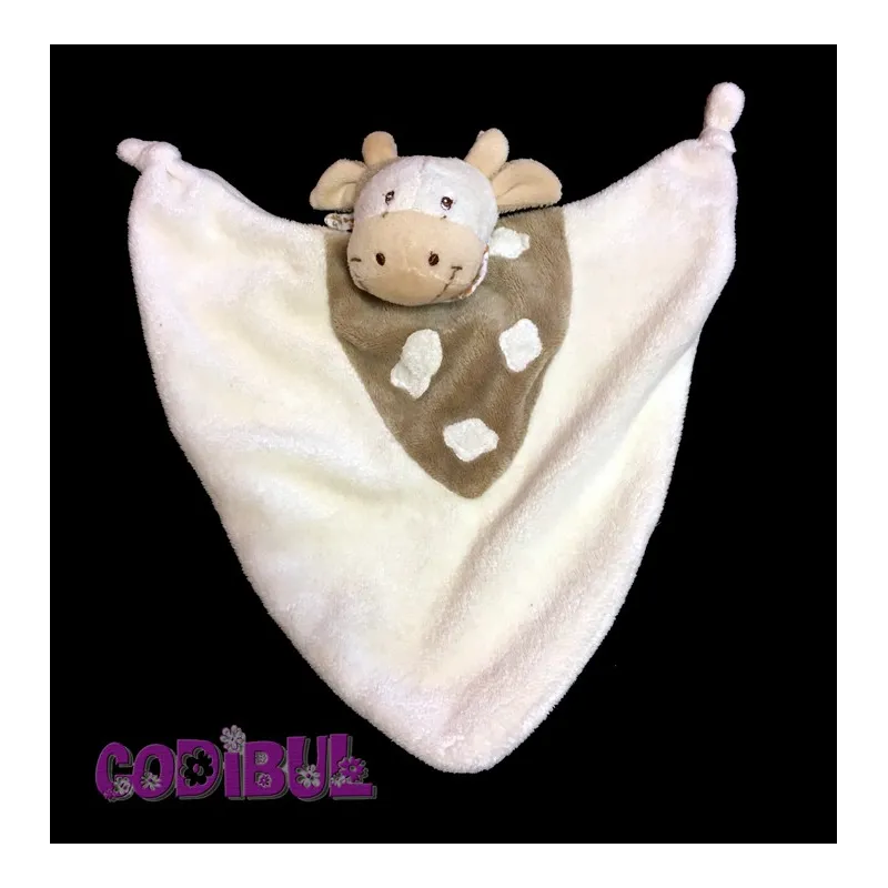 GERCA doudou plat vache beige marron foulard pouet