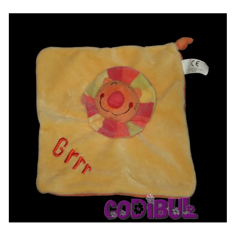 creativtoys doudou plat lion orange GRRR
