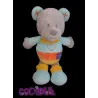 Doudou ours bleu jaune orange de bon matin