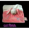 DOUKIDOU doudou plat lapin chien beige rose papillon brodé