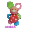 NATTOU Doudou hochet dentition animal rose vert bleu pois