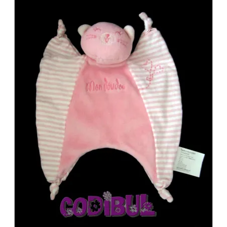 TOUT COMPTE FAIT doudou plat chat rose rayé mon doudou
