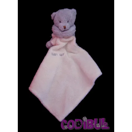 BABY NAT' ours mauve et son mouchoir