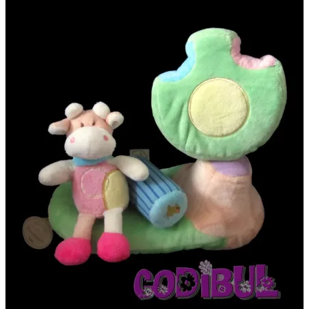 DOUDOU ET COMPAGNIE jeux activité VACHE jaune rose vert