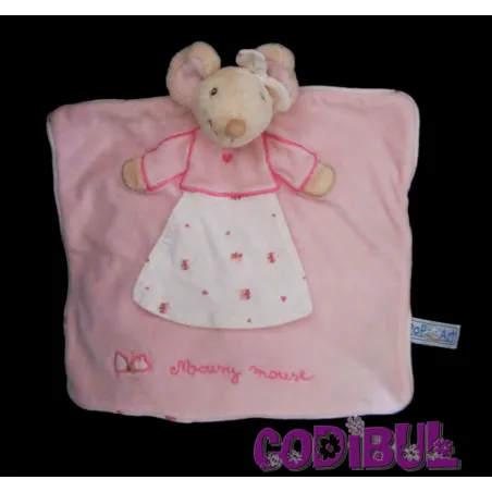 POP ART Doudou plat souris rose mousy mouse papillons