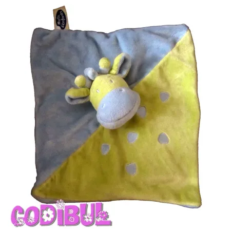 MOTS D'ENFANTS Doudou plat Girafe vert bleu