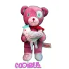 POMMETTE Doudou ours mauve violet poule