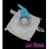 DOUDOU ET COMPAGNIE Doudou plat ours blanc bleu vert tatoo