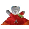 MOTS D'ENFANTS Doudou plat chat rouge orange pois chat brodé