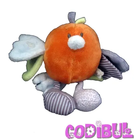 NOUKIE'S doudou peluchette oiseau Robin orange