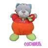 MOTS D'ENFANTS Doudou musical chat rouge orange pois chat brodé