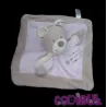 NICOTOY doudou plat ours rose et beige croix