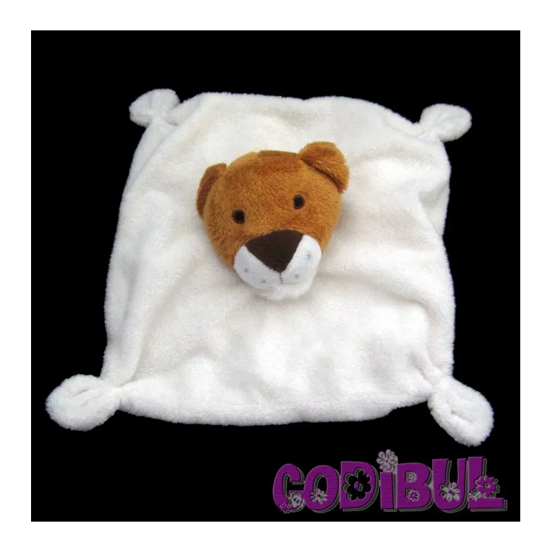FORCES VIVES doudou plat blanc tête de lion