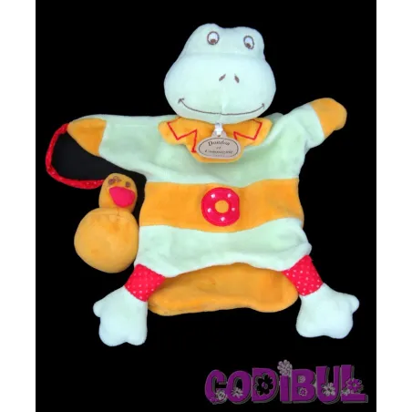 DOUDOU ET COMPAGNIE Doudou plat marionnette grenouille verte et son canard