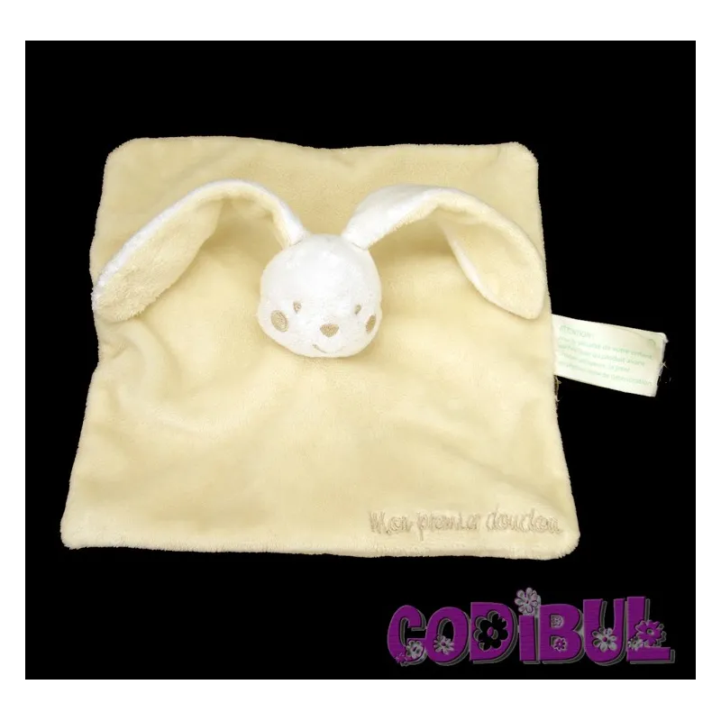 KIMBALOO la halle Doudou plat lapin jaune mon premier doudou