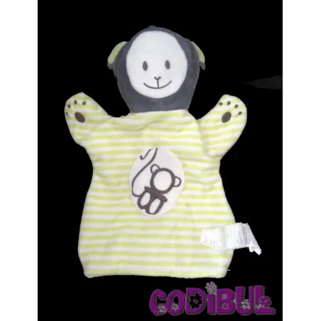 OBAIBI Doudou marionnette singe gris vert