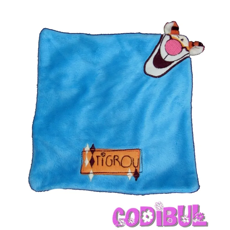 DISNEY Doudou plat tigrou bleu orange
