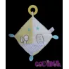 GEMO Doudou plat carré hérisson renard jaune blanc bleu dentition