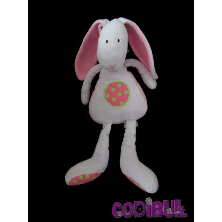 JELLYCAT doudou lapin rose vert pois